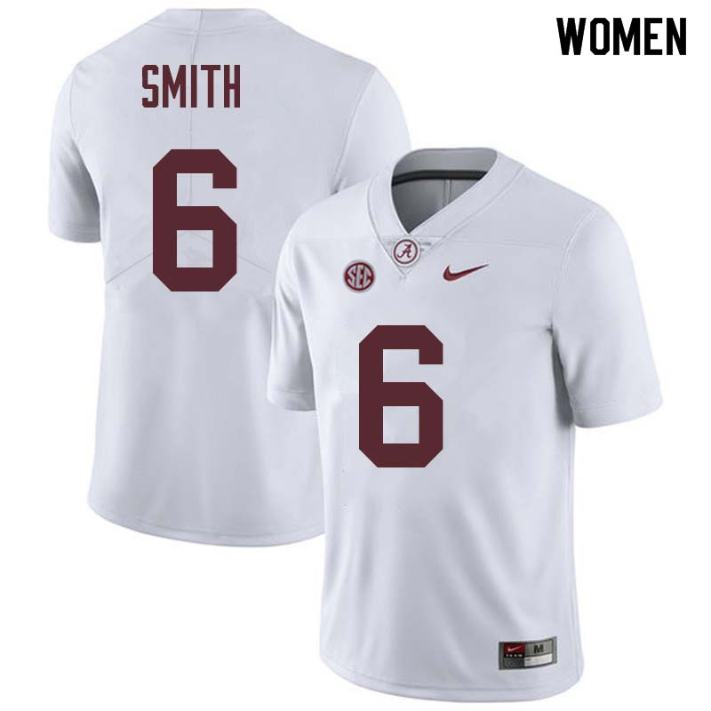 Women #6 Devonta Smith Alabama Crimson Tide College Football Jerseys Sale-White